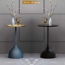 BAIYEUSO Juego de 2 mesas de centro, mesa de centro redonda de diseñador en hierro fundido, mesa auxiliar para espacios pequeños, sala de estar, dormitorio, oficina, regalo, negro - Negro - Ver 3