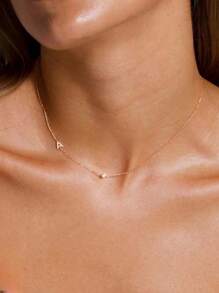 Tsnamer 1 件侧向首字母项链简约 26 个字母 A-Z 个性化名字颈链项链适合女士女孩搭配日常珠宝礼物 - 項鍊 - 查看 51