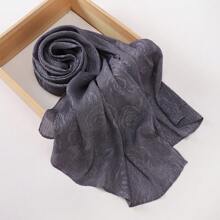 1pc Women Classic Solid Color Rose Embossed Pleated Scarf, Lightweight Breathable Casual Elegant, Suitable For Outings, Daily Wear, Fashion Traveling, Shawl