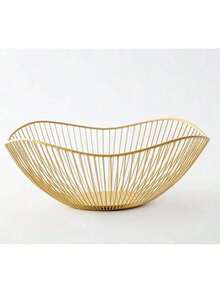Kitchen Counter Fruit Bowl Large Fruit Basket Bowl Metal Wavy Storage Basket Kitchen Vegetable And Fruit Bowl, Used To Hold Fruits, Vegetables And Bread - Gold - View 1