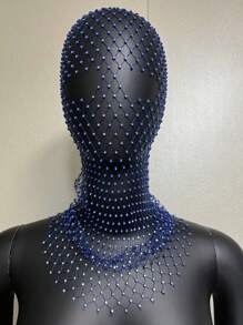 Bonés femininos com decoração de strass brilhantes, rede de pesca com buracos, máscara facial completa, lenço de cabeça, chapéus para festa e escola