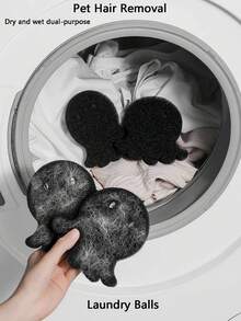 10/8/5/3/2/1pc Enhance Adsorption Pet Hair Removal Washing Machine Balls,Both Dry And Wet Purposes, Easy To Clean,Fluffy Laundry Balls -Washing Machine Cleaning Ball,Reusable & Durable Lint Catcher, Keeps Clothes & Bedding Fur-Free, Essential For Pet Owners- Enhance Your Laundry Experience,Use In Washing Machines And Dryers - Black - View 2