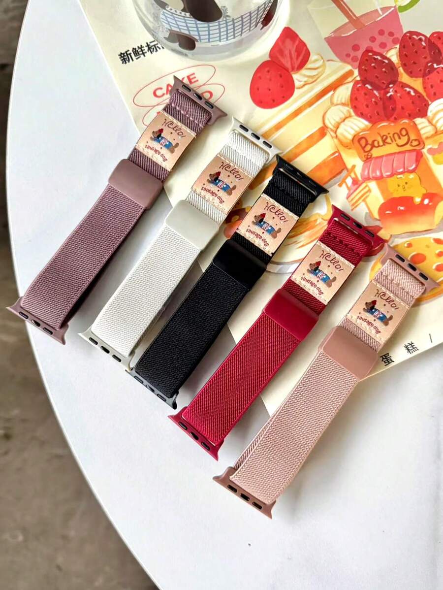 Stretchy Smartwatch Bands With Fun Dachshund Design & Strong Magnetic Clasp - Compatible With 38mm 40mm 41mm 42mm 44mm 45mm 46mm 49mm, Water-Resistant Solo Loop Sport Straps For Series 10/9/8/7/6/5/4/3/SE/Ultra (Women Men)