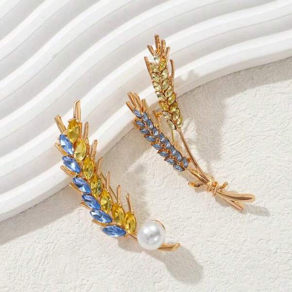 Broche de trigo ucraniano para mujer, accesorio patriótico para fiesta, banquete, decoración y regalo