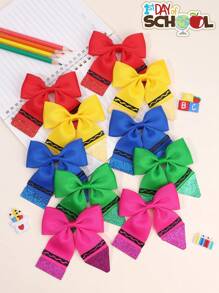 10pcs Back To School Hair Bows For Girls Sparkly Colorful Bow Alligator Clips Cute Sweet Pencil Hair Clips First Day Of School Barrettes New Semester Student Gift Hairpins Kids Hair Accessories