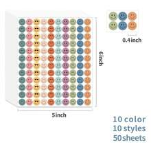 6000 张/包 10 种颜色的笑脸贴纸，适用于家庭/学校、学校用品或家庭教育奖励、课堂教师奖励贴纸或学生 DIY - 彩色 - 查看 4