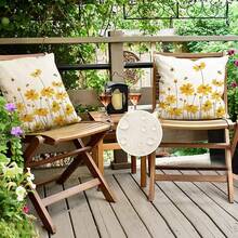Summer Outdoor Pillow Covers 18x18 Set Of 2 Waterproof Daisy Throw Pillow Covers Spring Decorative Farmhouse Cousion Case For Patio Furniture Garden Home Sofa Couch Yellow - 黃色 - 查看 2