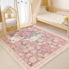 1 pieza Alfombra de peluche decorativa con forma de conejo, alfombra de piso para dormitorio, decoración del hogar, estilo Ins, suave y cálida, adecuada para dormitorio, sala de estar, habitación infantil - Rosa - Ver 5