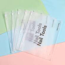5件装便携式塑料拉链袋美甲工具美甲配件化妆包空透明收纳包 - 無色 - 查看 12