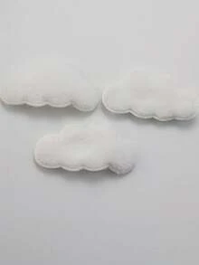 20pcs 1.65*0.91 Inch Double-Sided Fluffy Cloud Stickers, Suitable For DIY Hair Clips, Bows, Clothes, Hats And Shoes - White/Blue Fantasy Theme Sewing Patches, Craft Hair Clips - Multicolor - View 9
