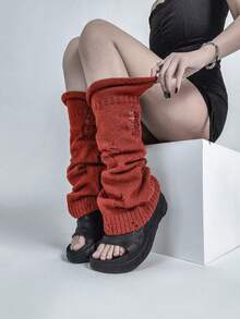 polve 亚文化灰、白、黑破洞宽松千禧宝贝白色腿套，Y2K风格加厚堆堆腿套，女士春夏圣诞礼物 - 常規款 - 查看 11