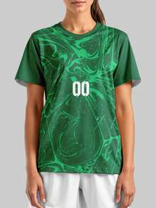 2025 Customized Sports Jersey, Summer New Casual Outdoor Training Sports Single Top Short Sleeve Women's Sports Team Club Training Gym Jersey Top With Front And Back Printed Name And Number, Breathable And Comfortable For Daily Casual, Party, White Undershirt - Multicolor - View 3