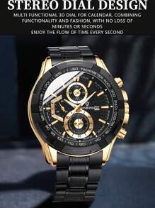BINBOND BINBOND Luxus Herren Quarz Uhren, modisches Konzept mit dekorativem Zifferblatt, Lässig Militär Sport Armbanduhr, Edelstahl wasserdicht, Herren Quarz Uhr