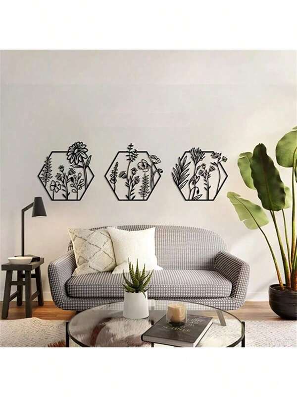 3pcs Metal Flower Wall Art, Floral Decoration, Metal Flower Wall Decoration, Metal Flower Home Decoration, Metal Flower Wall Decoration, Flower Wall Decoration, Housewarming Gift