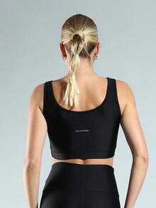 FITNATION Tank Top With Wide Straps In Shiny Trilobal Polyamide Fabric Rosset - 黑色 - 查看 5