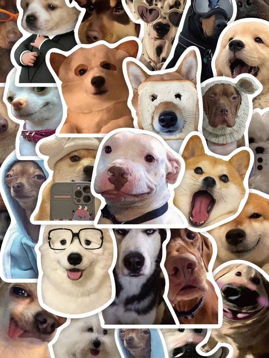 (2 Sets Of) 50pcs/100pcs Funny Dog Cute Sticker Pack, Creative Doodle Stickers For Planner, Diary, Phone Case, Tablet, Laptop Decor, Back To School Gift - Multicolor - View 1