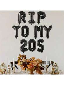 10 件黑色 To My 20s 字母气球 30 岁生日装饰，适合他/她 黑色 To My 20s，30 岁生日派对装饰用品 TO MY 20S 气球横幅哥特式主题 30 岁生日派对装饰 - 黑色 - 查看 1