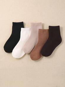 5/10 Pairs Of Dark Colored Children's Socks, Autumn And Winter Socks With Fleece Socks, Suitable For Daily Life In Autumn And Winter To Keep Warm For Boys And Girls - Multicolor - View 5