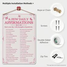 Room Decor Aesthetic A Few Daily Affirmations Motivational Wall Art Tin Metal Sign Pink Butterfly Wall Home Coffee Room Office Decor Gifts 8X12 Inches - A Few Daily Affirmations - 查看 3