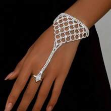 1 accesoriu de modă european și american - brățară personalizată cu lanț decorativ cu diamante și grilă, accesoriu decorativ strălucitor