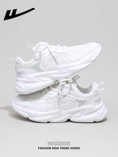  1 双 WARRIOR 女式厚底系带软底休闲鞋，低帮户外平底鞋，圆头低跟防滑纯色优雅软底登山鞋，适合学生、毕业照、平底鞋、女式皮革滑板运动鞋