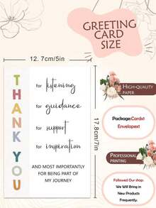 1PC Cute Thank You Card To Teacher Appreciation Gift To Mentor, Educator, Pastor, Dad, Mom, Boss, Grateful For Your Support, Graduate Thanks Card For Teacher - Multicolor - View 3