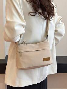 Bolso de hombro de mujer de estilo coreano minimalista casual de nailon, bolso cruzado de moda con múltiples compartimentos, adecuado para compras, billetera, mujeres jóvenes, estudiantes universitarios, principiantes, trabajadores de oficina. Excelente para oficina, universidad, trabajo, negocios, traslados, actividades al aire libre, viajes y senderismo. - Caqui - Ver 7