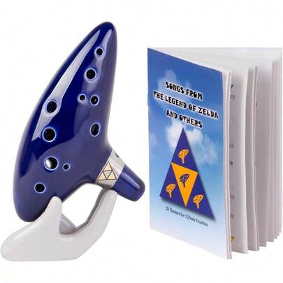 Zelda Ocarina With Song Book, 12 Hole Alto C Zelda Ocarinas With Display Stand Protective Bag