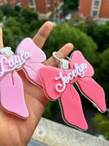 Etiqueta con lazo para mochila de niñas, colgante con nombre, etiquetas para mochila, llavero para niñas, etiqueta para bolsa, etiqueta con nombre para niñas, regalo para niñas, regalos a juego para volver a la escuela