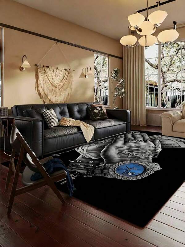 1Piece US Dollar Rug Made Of Polyester Fiber Water Absorbent Anti Slip And Machine Washable Suitable For Home Office Or Holiday Decoration Comfortable For Indoor And Outdoor Use Office Decor Rug Floral Pattern Rug Durable Area Mat Area Rug