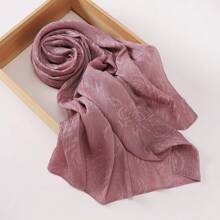 1pc Women Classic Solid Color Rose Embossed Pleated Scarf, Lightweight Breathable Casual Elegant, Suitable For Outings, Daily Wear, Fashion Traveling, Shawl
