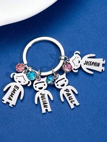 Customized Key Chain, Customized Key Chain With 1 To 4 Names, Personalized Key Chain Gift For Brothers, Sisters, Couples, Families, Halloween, Christmas, Colorful, Cute, Adorable, Funny, Kawaii, Y2K, Stylish, Unisex, Casual, Custom, Personalized, Unique, Customized, Ideal Gifts For Him, Ideal Gifts Junior High School Students, Middle School Students, High School Senior High School Students, College Students, University Students, Freshman, Sophomore, Underclassmen,Delicate Romance,Winter Grace - Silver - View 2