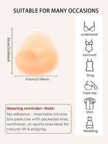 1pair Women Invisible Padding Magic Bra Inserts Bra, Bikini Breast Petals, Thickened Chest Pad Insert,Breast Push Up Pads, Swimsuit Silicone Bra Pad, Waterproof Pad, Daily Wear