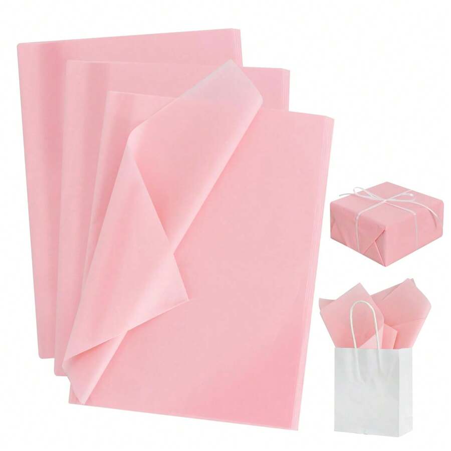 12 tờ giấy lụa màu hồng, giấy gói quà nhiều màu sắc phù hợp cho nhiều dịp khác nhau - Hồng - Xem 1