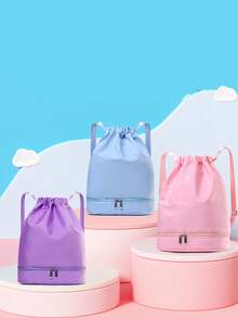 1pc Fashion Simple Dance Bag Independent Shoe Compartment Shoulder Dance Practice Ballet Bag New Dance Bag Sports Yoga Bag Independent Shoe Compartment Lightweight Backpack Gift Bag Fashionable High-End Solid Color Matching Suitable For Daily Use Of Teenagers Dance Class Sweet And Cute Backpack - Dance Backpack - View 3