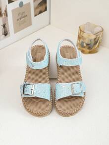 1 双舒适、时尚、百搭、轻便、经典女童平底凉鞋 - 藍色 - 查看 5