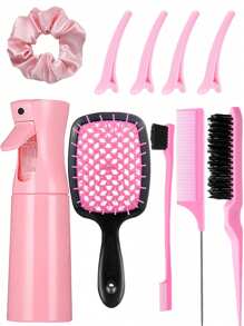 12pcs/Fashion Boys And Girls Dry And Wet Combs Set, Scalp Massage Combs, Pointed Tail Combs, Mouse Tail Combs, Side Brushes, Hair Brushes, Hairpins, Flower Clips, Hair Rings, Hair Loops, Wide Tooth Combs, Double Hair Combs, Brushes, Eyebrow Pens