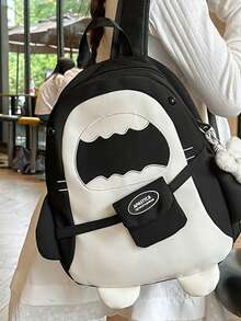 Shark Shaped Backpack, High Capacity Student Bag, Back To School - Black - View 3