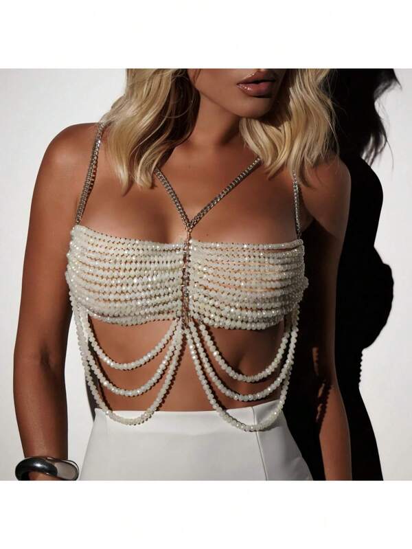 Sexy, Fashionable, High-End Diamond Studded Chest Chain, Top Chain, Wedding Dress, Nightclub Party Jewelry