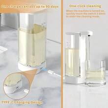 1pc 500ML Extra Large Capacity Touchless Smart Liquid Automatic Dispenser, Electric Smart Infrared Sensor Soap Dispenser, Hand Cleaner | Modern Kitchen Accessory | Bathroom Liquid Soap Dispenser, Tabletop Or Wall-Mounted, 4 Adjustable Flow Levels, IPX5 Waterproof, Transparent Tank, Quick Sensing Soap Nozzle, Suitable For Various Liquids, Ideal For Kitchen, Bathroom, Holidays, And Home Cleaning - White - View 7