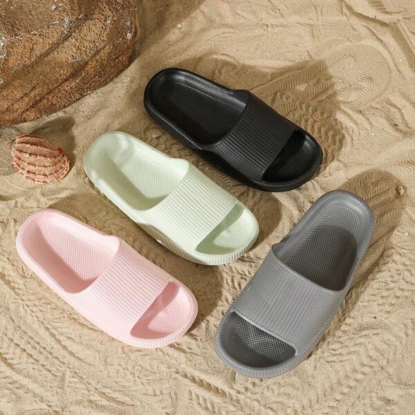 2-Piece Lightweight, Comfortable, Breathable Fashion Casual Slippers For Couples, Versatile Indoor/Outdoor, Beach, Office, Holiday Wear, Simple Minimalist Style