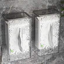1pc Elegant Glacier Pattern Plastic Napkin Holder - Desktop/Wall-Mount Tissue Box, Home Use Adhesive Paper Towel Dispenser For Living Room, Coffee Table, Bathroom, Kitchen, Bedroom | Toilet Paper Storage - Clear - View 7