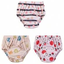 5 PIEZAS Pantalones de pañal para bebé suaves y cómodos, pantalones de entrenamiento para niños pequeños, pañales lavables y reutilizables, pantalones de pañal para recién nacidos, pantalones de entrenamiento para ir al baño del bebé, perfectos para baby shower y el mejor regalo para bebé - Estampado digital - Multicolor - Ver 60