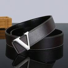 POYYAS Men For Women Fashion Designer Belt Luxury Letter Smooth Buckle Belt Alloy V Buckle Belts Women Belts Gifts Waistband- Perfect Accessory For Business And Casual Occasions - 白銀色 - 查看 3