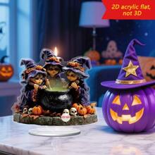 1pc Halloween Witch Black Cat Skull Pumpkin Fantasy Fairytale Decoration 2D Acrylic Home Desktop Artwork For Shopping Mall Bar Haunted House Holiday Party Scene Party Decorations Provide An Ideal Halloween Surprise For Family And Friends