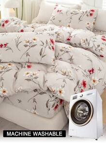 3pcs/Set Floral Pattern Duvet Cover Set(1 Duvet Cover & 2 Pillowcase)Soft And Skin-Friendly Duvet Cover Bedding Set For Home, All Season Bed Sheets Set