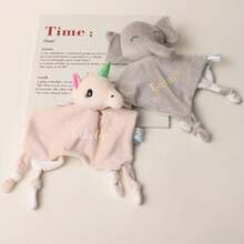 Personalized Embroidered Name/Text Comfort Toy, New Year Gift, Newborn Blessing Gift, Cartoon Soft Comfort Blanket, Rattle Paper Handkerchief, Plush Toy With Built-In Bell, Soft & Cute, Suitable As Gift For Family, Friends, Birthday, Holiday, Back To School - Multicolor - View 6