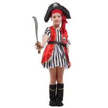 Girl Pirate Captain Cosplay Set Halloween Christmas Stage Performance Dress Children's Caribbean Pirate Dress - Red - View 3