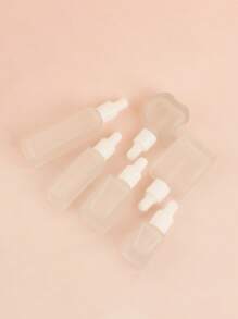 3/5/10/20pcs/Set Square Matte Empty Refillable Glass Dropper Bottles 5ml/8ml/10ml/15ml/20ml For Essential Oil, Serum, Perfume, Travel And DIY Use, White And Silver Cap