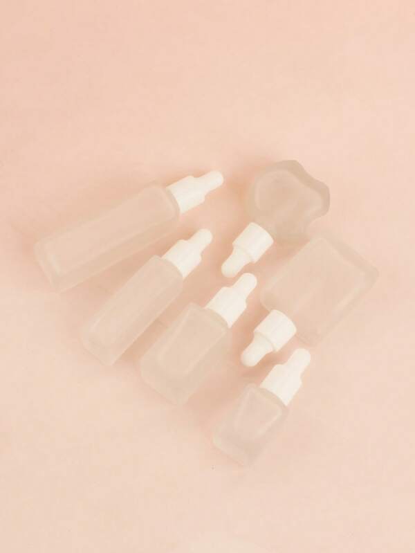 3/5/10/20pcs/Set Square Matte Empty Refillable Glass Dropper Bottles 5ml/8ml/10ml/15ml/20ml For Essential Oil, Serum, Perfume, Travel And DIY Use, White And Silver Cap